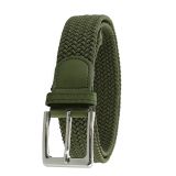 Leather Elastic Belt for Men and Woman, chrome Belt Buckle Stretch Woven Belt, PERDERSEN