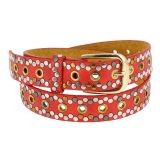 Ceinture femme vintage cloutée, doublure cuir, VALENTIN