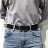 Cinturón para mujer de 3 cm de ancho, cuero italiano auténtico, HENRIETTA, Fabricado en Francia