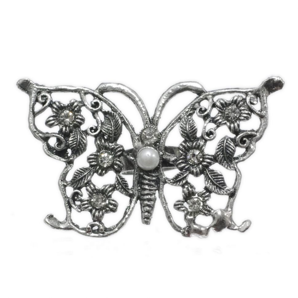 Bague fantaisie, papillon strass XL Bronze Argent - 1990-5886