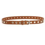 Women's belt, eyelet leather, vegetable tanning, made in France, LIBBY