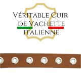 Women's belt, eyelet leather, vegetable tanning, made in France, LIBBY