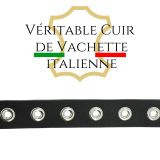 Women's belt, eyelet leather, vegetable tanning, made in France, LIBBY