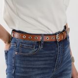 Ceinture femme Cuir à œillets, tannage végétale, fabriqué en France LIBBY