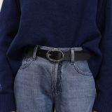 Cintura da donna larga 3 cm, vera pelle italiana, HENRIETTA ,fatto in Francia