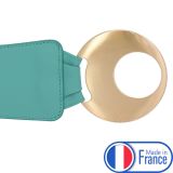 Women's wide genuine leather belt with a round cross buckle SOLAINE