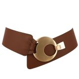 Ceinture en Cuir véritable large femme boucle ronde croisé SOLAINE