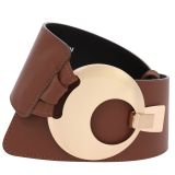 Ceinture en Cuir véritable large femme boucle ronde croisé SOLAINE