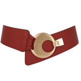 Ceinture en Cuir véritable large femme boucle ronde croisé SOLAINE