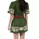 Women's wide genuine leather belt with a round cross buckle SOLAINE