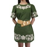 Ceinture en Cuir véritable large femme boucle ronde croisé SOLAINE