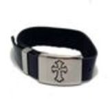 Bracelet cuir et acier inoxydable Templier