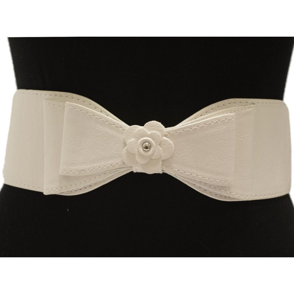 Ceinture élastique, Noeud papillon, LD3883 Blanc - 2185-6768