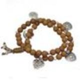 bracelet coeur et perles en bois Taupe - 1832-6921