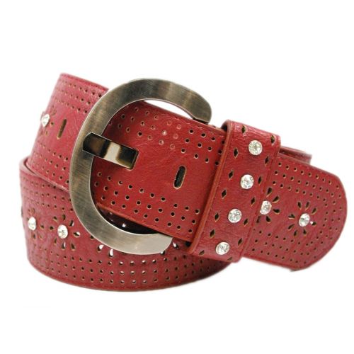 Strass wide leatherette belt, Antoinetta