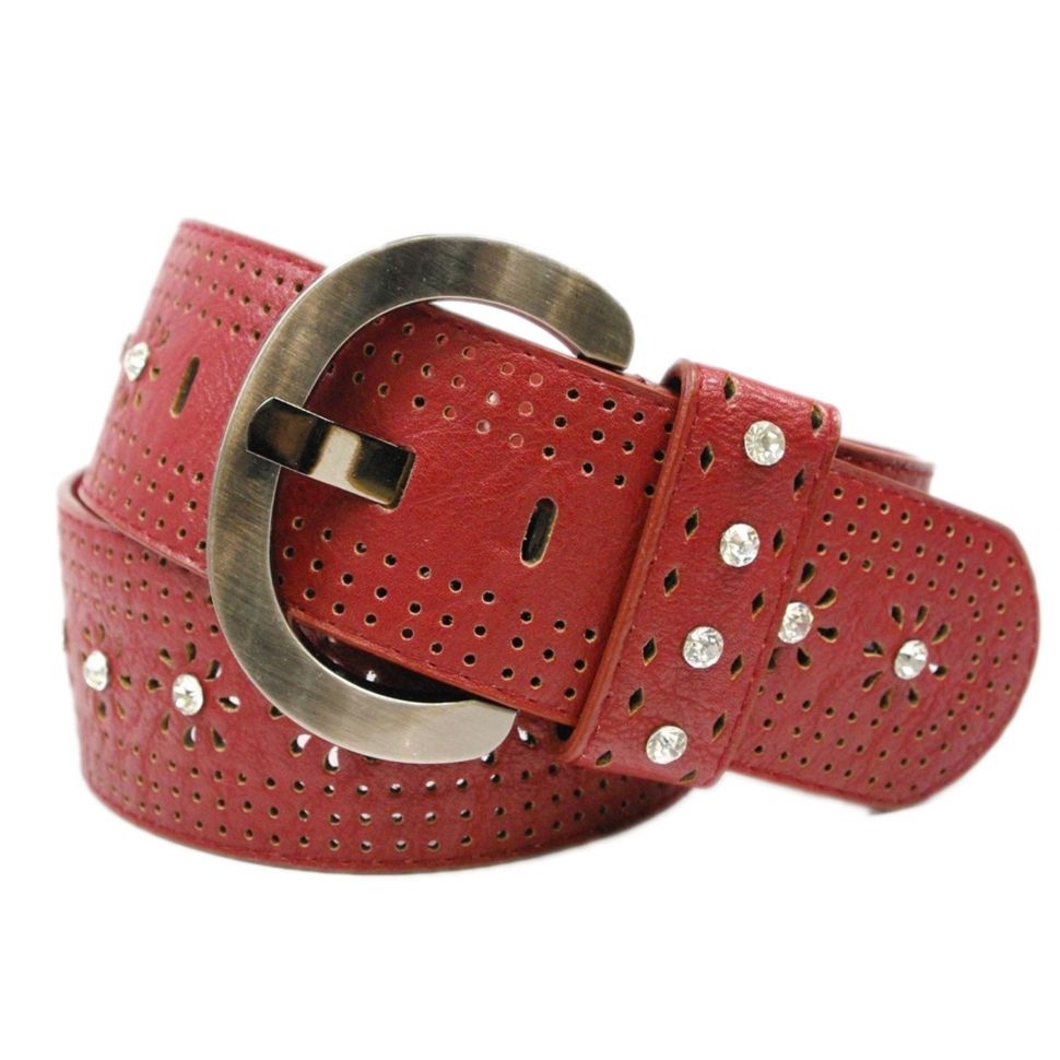 ceinture large FM-22, fleurs, strass Red - 2613-8926