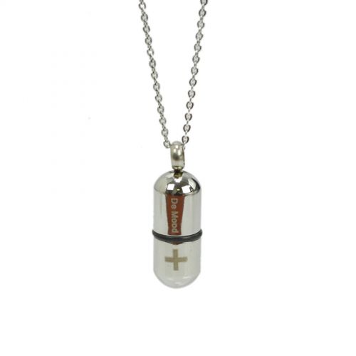 Collier acier inoxydable, pendentif médecine noir