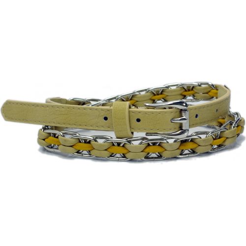 Ceinture chaine et laniere similicuir tressé, 2803 beige 85 - 2807-9300