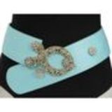 Ceinture 7 cm à boucle et boutons fleuris, 2850 bleu ciel 90 - 2853-9357